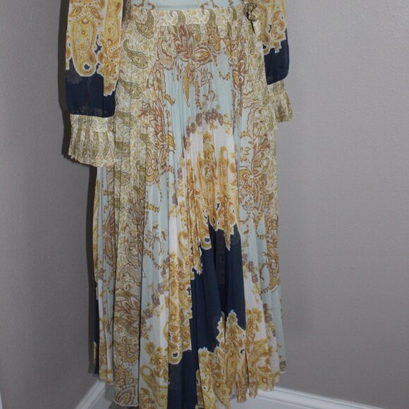 NWOT H&M Royal Wedding Pleated Chiffon Wrap Maxi Dress - Picture 3 of 13